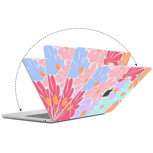G JGOO Compatible with MacBook Air 15 inch Case 2026 2025 2024 2023 M5 A3448 M4 A3241 M3 A3114 M2 A2941, Clear Protective Plastic Hard Shell Case +Keyboard Cover+Screen Protector, Colorful Flowers - color: Colorful Flower