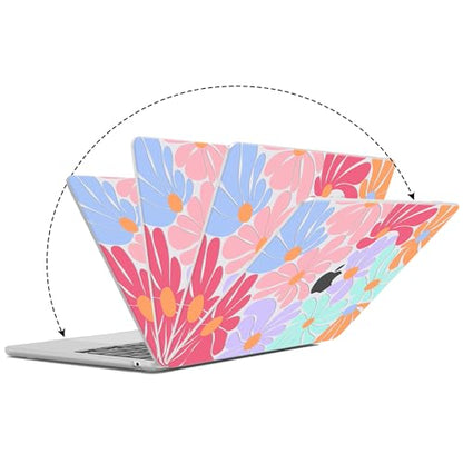 G JGOO Compatible with MacBook Air 15 inch Case 2026 2025 2024 2023 M5 A3448 M4 A3241 M3 A3114 M2 A2941, Clear Protective Plastic Hard Shell Case +Keyboard Cover+Screen Protector, Colorful Flowers - color: Colorful Flower