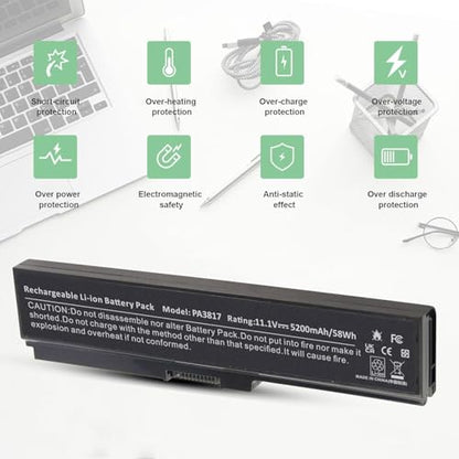 TREE.NB PA3817 Battery for Toshiba L675 L750 L700 L755 P755 P750 C655 A655 A665 C655D L755D L755-s5167 L755-s5170 L755-s5175 L755-s5213 Satellite, Replace with Toshiba PA3817U-1BRS PA3818U-1BRS - size: 7.36x1.75x1.27inch PA3817