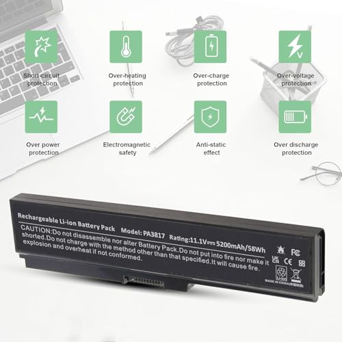 TREE.NB PA3817 Battery for Toshiba L675 L750 L700 L755 P755 P750 C655 A655 A665 C655D L755D L755-s5167 L755-s5170 L755-s5175 L755-s5213 Satellite, Replace with Toshiba PA3817U-1BRS PA3818U-1BRS - size: 7.36x1.75x1.27inch PA3817