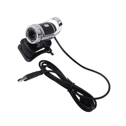 Webcam with Built in Microphone, 0 Pixels HD Rotatable Camera for PC Laptop, 360 Degree Rotation with Adjustable Stand, Silver - color: Silver