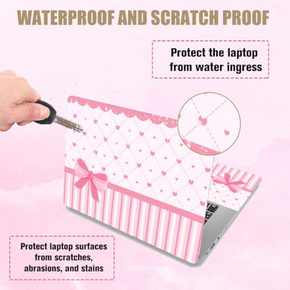 PLIGREAT 15 Inch Laptop Skin Sticker Decal, Pink Bow Present 12" 13" 13.3" 14" 15" Laptop Decals Cover Universal PVC Skin Stickers Cover Art Decal Reusable Notebook Protector - color: Bow Present