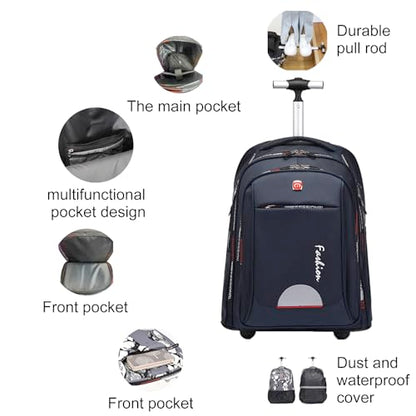 Rolling Backpack for Adults, 22 Inch Backpack with Wheels for Business, College Student and Travel Commuter, Waterproof Wheeled Backpack (blue) - color: Blue
