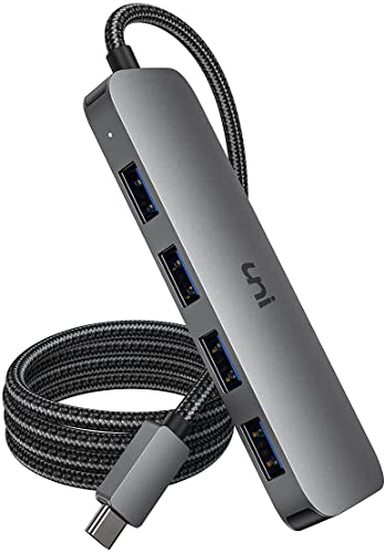 uni USB C to USB Hub 4 Ports, Aluminum USB C Adapter with 4 USB 3.0 Ports | Thunderbolt 3 to Multiport USB 3.0 Hub Adapter for MacBook Pro/Air 2020/2019, iPad Pro 2023, Dell, Chromebook - size: 4FT