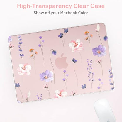 Feams for MacBook Neo 13 Inch Case 2026 A3404, Stylish Protective Clear Case Hard Shell Transparent Cover for MacBook Neo 13 Inch 2026 (A18 Pro Chip) with Keyboard Cover, Purple Flower - color: Purple Flower