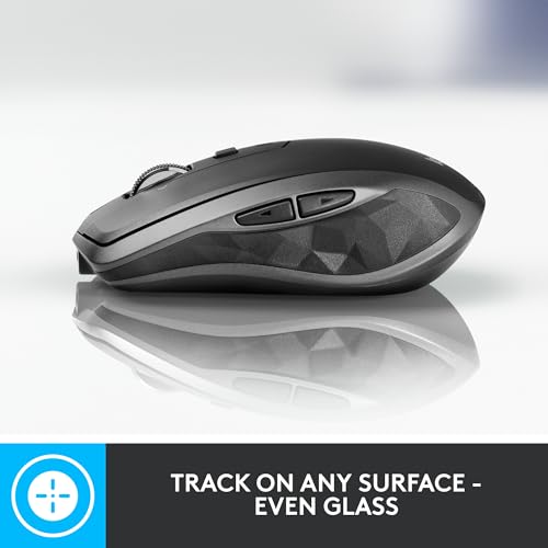 Logitech MX Anywhere 2S Bluetooth Edition Compact Wireless Mouse, No USB Receiver - Use On Any Surface, Hyper-Fast Scrolling, Rechargeable, Control Up to 3 Apple Mac and Windows Computers and Laptops - color: Graphite, style: Micro USB Charge
