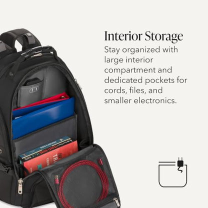 SWISSGEAR Sion 2-Piece Travel Set, Softside Expandable Carry-On Spinner Bundled with 1900 ScanSmart 17" Laptop Backpack with RFID Blocking & Tech Organization, Black - color: Black, size: 2-Piece Set (Carry-On/Backpack)