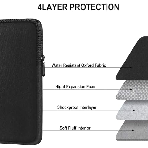 Laptop Sleeve 15.6 Inch, Shockproof Protective Traveling Computer Case, Water Resistant Portable Laptop Carrying Bag Compatible for Lenovo, HP, Dell, Asus,MacBook, Notebook, Black