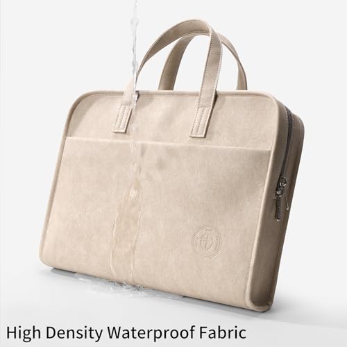 360° Protective Laptop Shoulder Bag Sleeve Case for 13-14.2 inch Notebooks, Compatible with 14 inch New MacBook Air Pro Max M4 M3 M2 M1, HP, Dell, Asus, Acer, with Airbags, Handle, Khaki - color: Khaki, size: 13-14.2