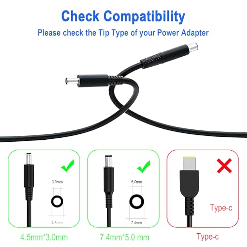 65W 45W la65ns2-01 Laptop Charger Compatible with Dell Inspiron 16 13 14 15 17 3000 5000 7000 Series 2-in-1 Series 1545 3558 3181 5100 5535 5559 5567 XPS 9350 9360 Laptop Power 4.5 * 3.0&7.4 * 5.0