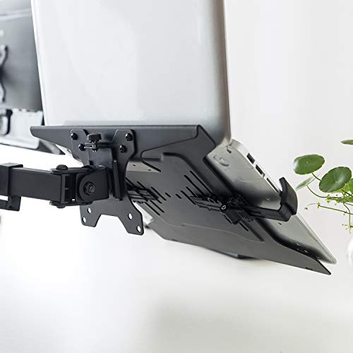 HumanCentric Laptop VESA Mount Tray for Monitor Arms and Stands, Fits 75x75 and 100x100 mm VESA Mount Holes, Fully Secures Laptop with Adjustable Clamps 9.5" to 16.5” Width, Rubber Pads
