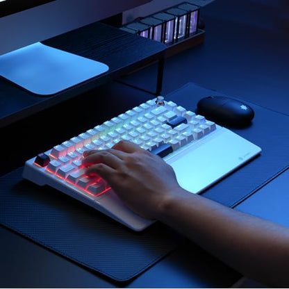 Wireless Mechanical Keyboard with Wrist Rest, Hot Swappable Custom Keyboard with Knob, RGB Backlit, Pre-lubed Clicky Switches, 2.4GHz/USB-C/BT5.0 Mechanical Gaming Keyboards for Win/Mac (White) - color: White-82keys, size: Clicky