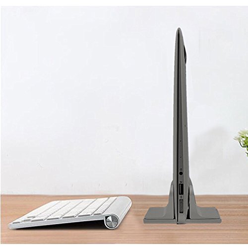 Vertical Laptop Stand for Desk [Adjustable] Sturdy Aluminum Dock Fits All Laptops (up to 20.3 inches) Space Saving, Modern Compact Holder, Compatible with MacBook Pro/Air, Surface, HP, Dell (Gray) - color: Gray