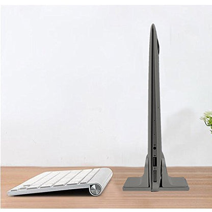 Vertical Laptop Stand for Desk [Adjustable] Sturdy Aluminum Dock Fits All Laptops (up to 20.3 inches) Space Saving, Modern Compact Holder, Compatible with MacBook Pro/Air, Surface, HP, Dell (Gray) - color: Gray