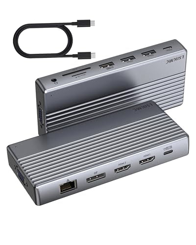 Laptop USB c Docking Station 4 Monitors,lsikmc 13-in-1 usbc Hub with Dual HDMI 4k,DP 4k, VGA, 100W PD, Gigabit Ethernet,3*USB 3.0/USB-c,SD/TF Card Reader,3.5Audio, Computer Dock for Dell/HP/Lenovo - style: 13 Ports 2 HDMI + 1 DisplayPort + 1 VGA
