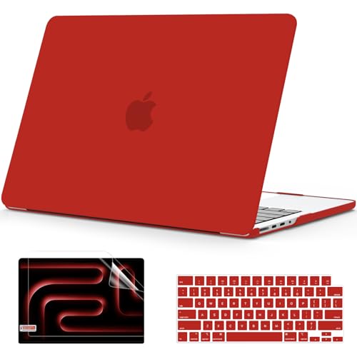 B BELK Compatible with MacBook Pro 14 inch Case 2026-2021 M5 M4 M3 M2 M1 A3427 A3426 A3434 A3112 A3185 A3401 A2918 A2992 A2779 A2442, Plastic Hard Shell Case+Keyboard Cover+Screen Protector, Red - color: Red