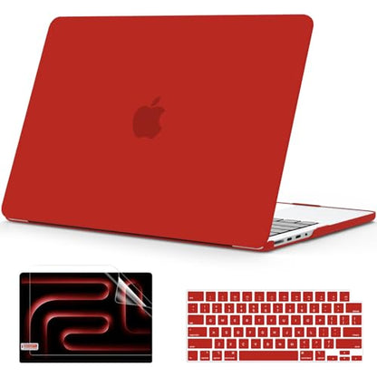 B BELK Compatible with MacBook Pro 14 inch Case 2026-2021 M5 M4 M3 M2 M1 A3427 A3426 A3434 A3112 A3185 A3401 A2918 A2992 A2779 A2442, Plastic Hard Shell Case+Keyboard Cover+Screen Protector, Red - color: Red