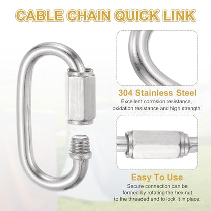PATIKIL Security Cable Lock (3/16" Dia 8.2ft, Black)(5 Set) Vinyl Coated 304 Stainless Steel Double Loop Flexible Wire Rope Safety Cable with Quick Links Locking Connectors - color: Black, size: 3/16" x 8.2ft