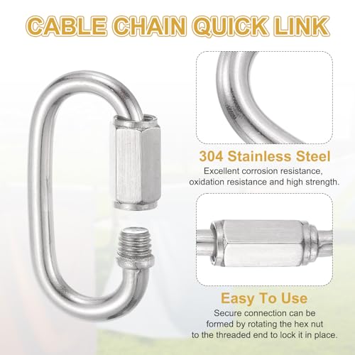 PATIKIL Security Cable Lock (3/16" Dia 6.6ft, Black)(5 Set) Vinyl Coated 304 Stainless Steel Double Loop Flexible Wire Rope Safety Cable with Quick Links Locking Connectors - color: Black, size: 3/16" x 6.6ft