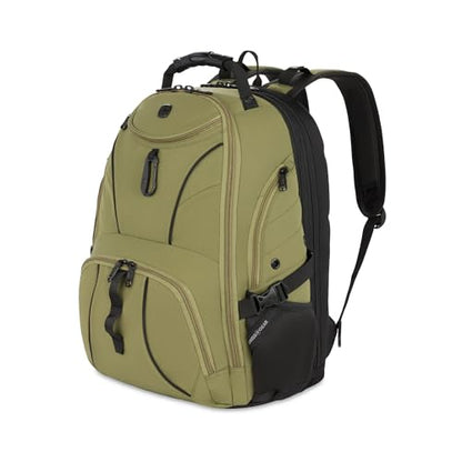 SWISSGEAR 1900 ScanSmart Laptop Backpack, Fits Most 17-Inch Laptops, TSA-Friendly Lay-Flat Design, RFID Protection, and Tablet Pocket, Black, 31L, 18.5-Inch - color: Olive Branch
