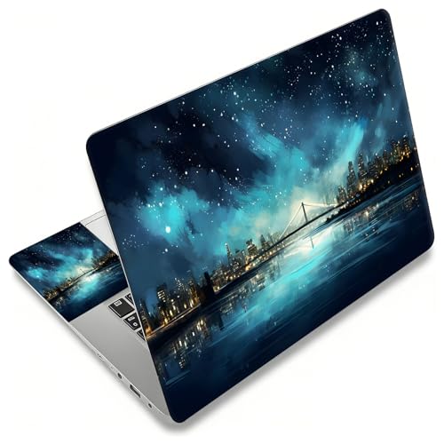 Laptop Skin Sticker Decal, Universal Reusable Vinyl Laptop Cover for 12" 13" 13.3" 14" 15" 15.4" 15.6" Notebook PC, Waterproof Scratch-Resistant with 2 Wrist Pads, Easy to Apply & Remove,Art City - color: Art City