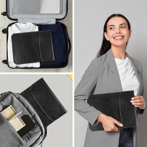 Allinside 15-16 inch Laptop Sleeve Case Compatible with MacBook Pro 16 2021-2026/MacBook Pro 15 2016–2019, Waterproof PU Leather Laptop Sleeve Bag Protective Vertical Case Cover, Black - color: Black, size: 15.6 in for Macbook Pro15/Pro 16