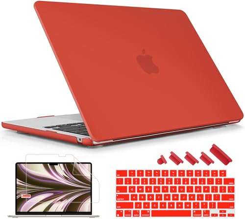 Case for MacBook Air 15 Inch 2026-2023 Release M5 A3448 M4 A3241 M3 A3114 M2 A2941, Hard Shell with Screen Protector & Keyboard Cover, Compatible with Touch ID, Matte Red - color: Matte Red