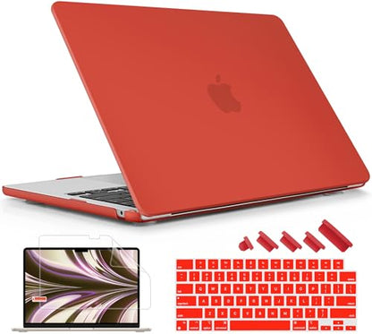 Case for MacBook Air 15 Inch 2026-2023 Release M5 A3448 M4 A3241 M3 A3114 M2 A2941, Hard Shell with Screen Protector & Keyboard Cover, Compatible with Touch ID, Matte Red - color: Matte Red
