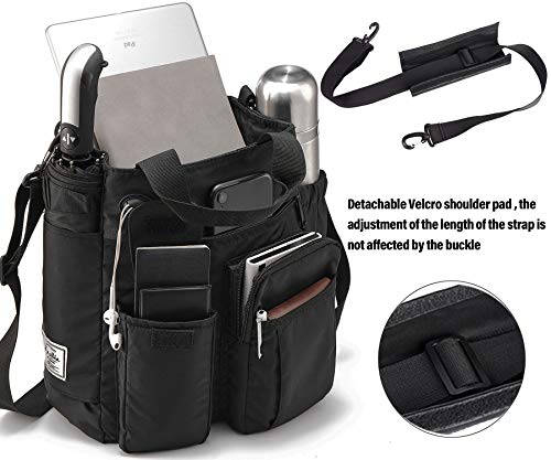 d'yallee Crossbody Messenger Bag Men Waterproof Shoulder Business Work Bag Nylon - color: Black
