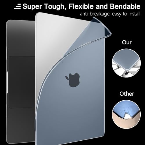 MEEgoodo for MacBook Air M5/M4/M3/M2 13 inch Case 2026-2022,Fit Model A3449/A3240/A3113/A2681,Flexible Case for MacBook Air 13.6 inch with TPU Keyboard Cover & Webcam Cover & OTG Adapter,Haze Blue - color: Haze Blue