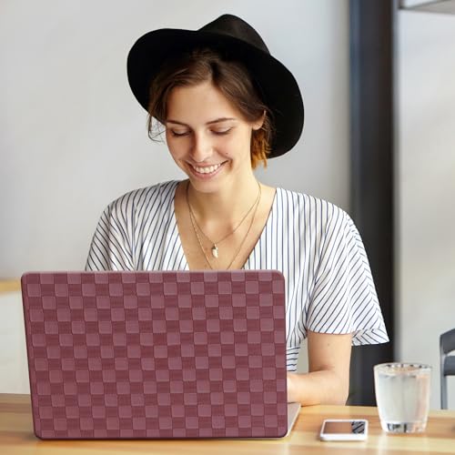 for MacBook Neo Case 13-Inch,Checkerd Print,Leather Textured | Logo Cutout，Keyboard Skin, Anti-Fingerprint, Anti-Scratch, Slim, Lightweight, Burgundy - color: Checkerboard Burgundy