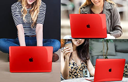 CISSOOK Clear Red Case for MacBook Pro 13 Inch 2025-2020 Release | 4in1 Set Hard Shell Case with Keyboard Cover +Screen Protector for MacBook Pro 13 M2 A2338 M1 A2251 A2289 -Clear Red - color: Clear Red