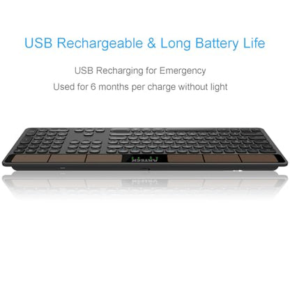Arteck Wireless Solar Keyboard Full Size Solar Recharging Keyboard for Computer/Desktop/PC/Laptop/Surface/Smart TV and Windows 10/8 / 7 / Vista/XP Built in Rechargeable Battery