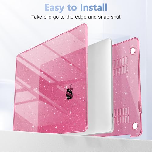 May Chen Compatible with MacBook Air 13 inch Case 2021 2020 2019 2018 Release Model: M1 A2337 A2179 A1932, Plastic Hard Shell Case for Ma Air 13 inch with Retina Display Fits Touch ID, Peach Glitter - color: Peach Glitter