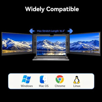 15.3" Laptop Screen Extender, 1200P FHD Ultra-Thin Triple Screen Laptop Monitor Extender, 100% sRGB Travel Portable Monitor for Laptops, Multi Screens Laptops Attachment Compatible with Windows Mac - size: 15.3"