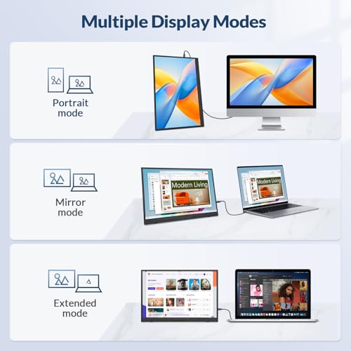 Rii Portable Monitor, 16 inch FHD 1200P, 16:10 Horizontal/Vertical Monitor, Laptop Screen Extender Built-in Speakers, Portable Monitor for Laptop MacBook Surface PC PS4/5, VESA Mountable, Plug & Play