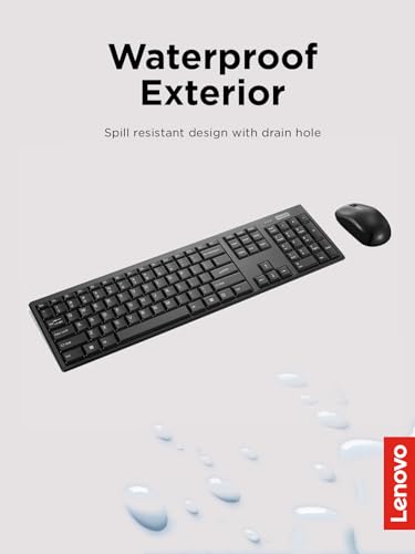 Lenovo 100 Wireless Keyboard and Mouse Combo – Cordless Set with Spill Resistant Quiet Keys – 3-Zone Keyboard - Ambidextrous Mouse – Compact Design – Wireless USB -Black - style: 100 Combo