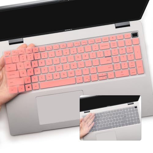 2 PCS Keyboard Cover Skin for 15.6 Inch Dell Latitude 3540 5520 5521 5540 5550, 15.6 Inch Dell Precision 3560 3561 3570 3571 3580 3581 3590 3591 Laptop Protective Keyboard Cover-Pink+Clear - color: Pink+Clear