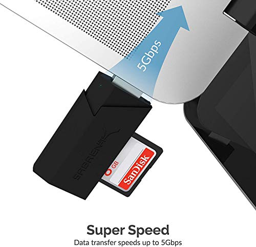 SABRENT SuperSpeed 2 Slot USB 3.0 Flash Memory Card Reader for Windows, Mac, Linux, and Certain Android Systems Supports SD, SDHC, SDXC, MMC/MicroSD, T Flash [Black] (CR-UMSS) - size: SuperSpeed USB 3.0 Reader