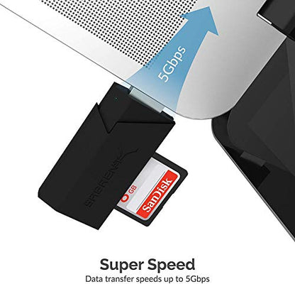 SABRENT SuperSpeed 2 Slot USB 3.0 Flash Memory Card Reader for Windows, Mac, Linux, and Certain Android Systems Supports SD, SDHC, SDXC, MMC/MicroSD, T Flash [Black] (CR-UMSS) - size: SuperSpeed USB 3.0 Reader