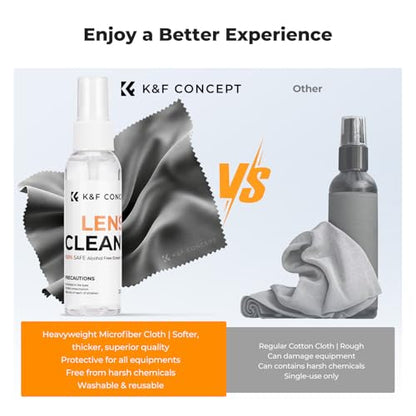 K&F CONCEPT Cleaner Spray Kit,with Microfiber Cloth X3,Glasses Cleaner X3 | 60ml Mild Cleaning Liquid,High Density Cloths,Individually Packaged,Washable & Reusable,For Eyeglasses,Screen,and Camera,MK01