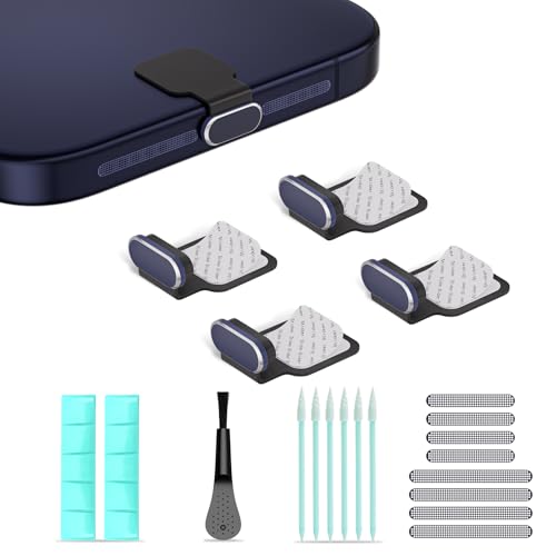 USB C Anti Loss Dust Plugs Cover & Phone Speaker Cover,5-in-1 21 Pack Charging Port Cover Cleaning Kit,USB Type C Dust Covers Protectors,Detachable Adhesive for iPhone 15-17& All USB-C Devices - color: Deep Blue