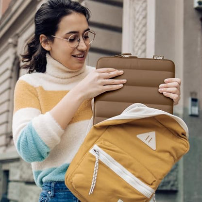 TECOOL Puffy Laptop Case 13.3 inch,13-13.3 inch Laptop Sleeve for MacBook Air 13 inch M5(2026) M4 M3 M2 M1,Macbook Neo 13 A18, Mac Pro 13/Mac Pro 14 M5 Waterproof Notebook Sleeve with Small Case,Brown - color: Brown, size: 13.3 Inch