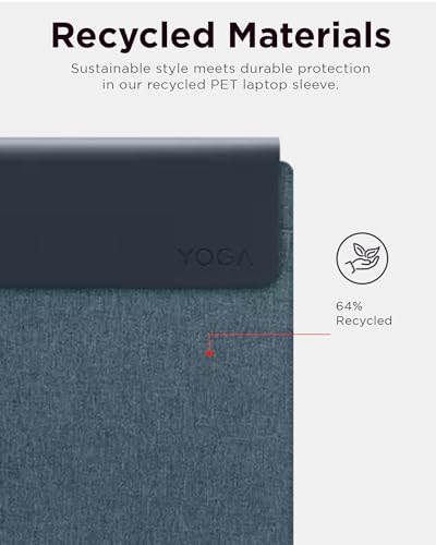Lenovo Slim Laptop Sleeve 14 Inch Notebook/Tablet - Compatible with MacBook Air/Pro - Eco-Friendly Lightweight Case with Accessory Pocket & Magnetic Closure - Teal - color: Tidal Teal, size: 14.5-inch