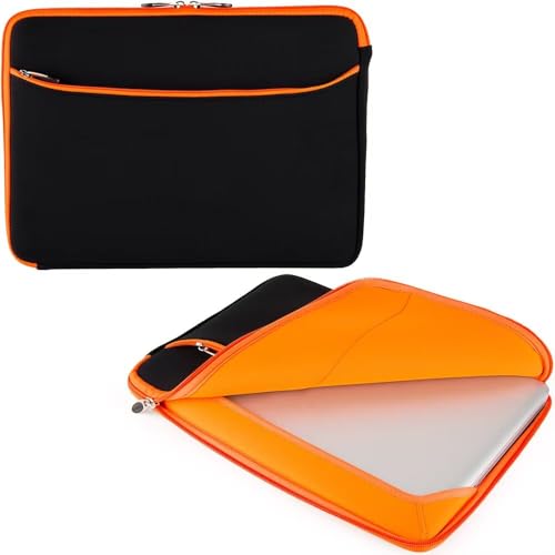 13 13.3 Inch Laptop Sleeve Neoprene Protective Case for Laptops and Tablets, Slim Lightweight Cover for Men and Women - color: Black / Orange