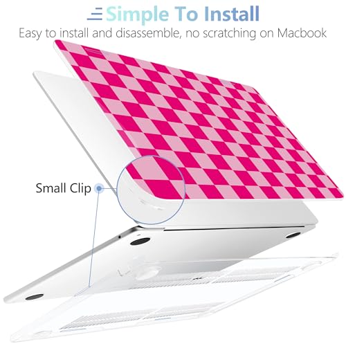 MEEgoodo for M5/M4/M3/M2 MacBook Air 15 inch Case 2026 2025 2024 2023, Case Fit Model (A3448/A3241/A3114/A2941) for MacBook Air 15.3 inch, Rose&Light Pink Checkerboard - color: Rose&Light Pink Checkerboard