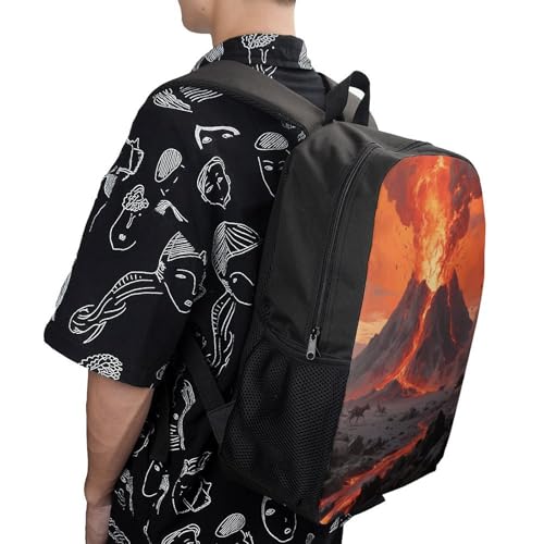 Volcano Wonder 17 Inch Laptop Backpack for Men Women Travel Daypack with Pockets Work Bag for Office