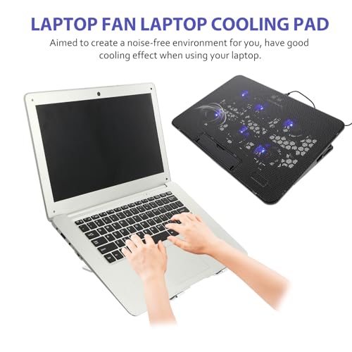 Laptop Cooling Pad with 6 Quiet Fans 15.6-inch Cooling Stand USB Powered Cooler Holder for Gaming and Office Laptops Black