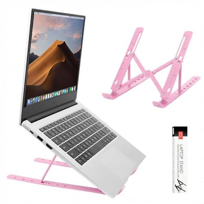 Adjustable Laptop Stand, Portable Laptop Riser for Desk, ABS+Silicone Foldable Ventilated Cooling Notebook Holder Stand for 10-15.6” Laptops, Tablets