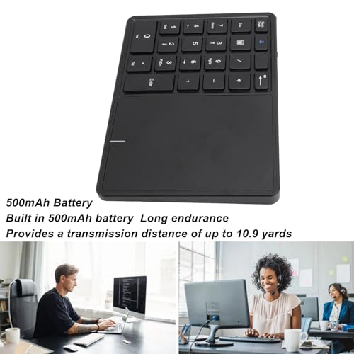 XUMIUZIY Numeric Keypad, 22 Keys Dual Modes Bluetooth4.2 Wire Less Number Pads with Touchpad, Slim External Numpad Keyboard for Laptop Desktop PC (Black) - color: Black
